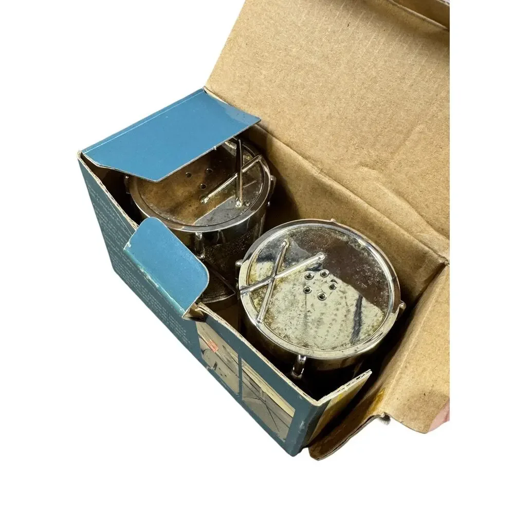 Vintage Towle Silverplate Drums Salt & Pepper Shakers Original Box